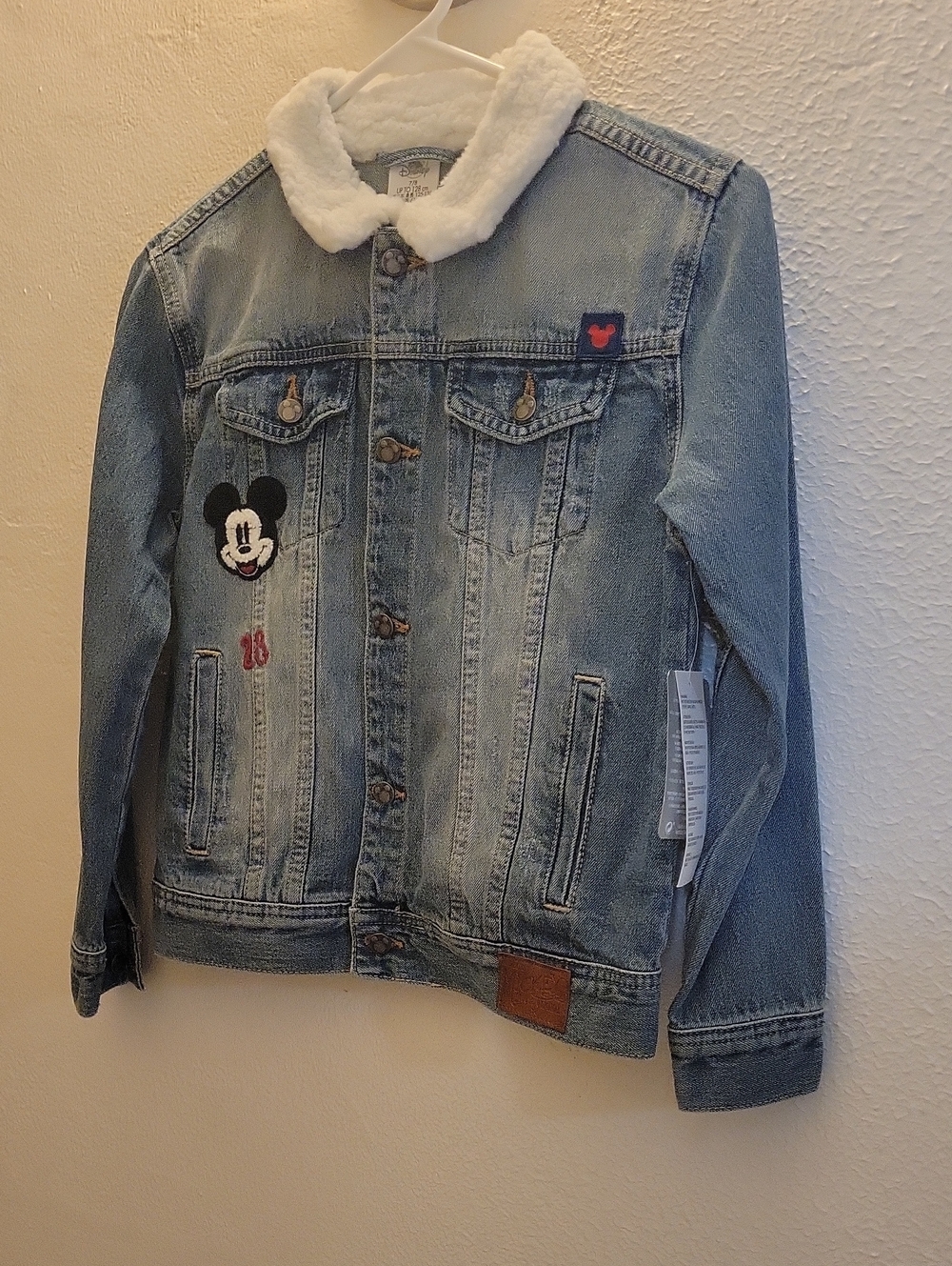 NWT Disney Mickey Mouse Faux Fur Denim Jacket Size 7/8